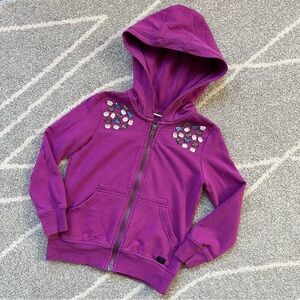 Mexx Violet Purple Zip Hoodie with Bejeweled Shoulder Detaip